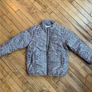 Kith Kids NWT Pumori Puffer Jacket in an all-over paisley print brown